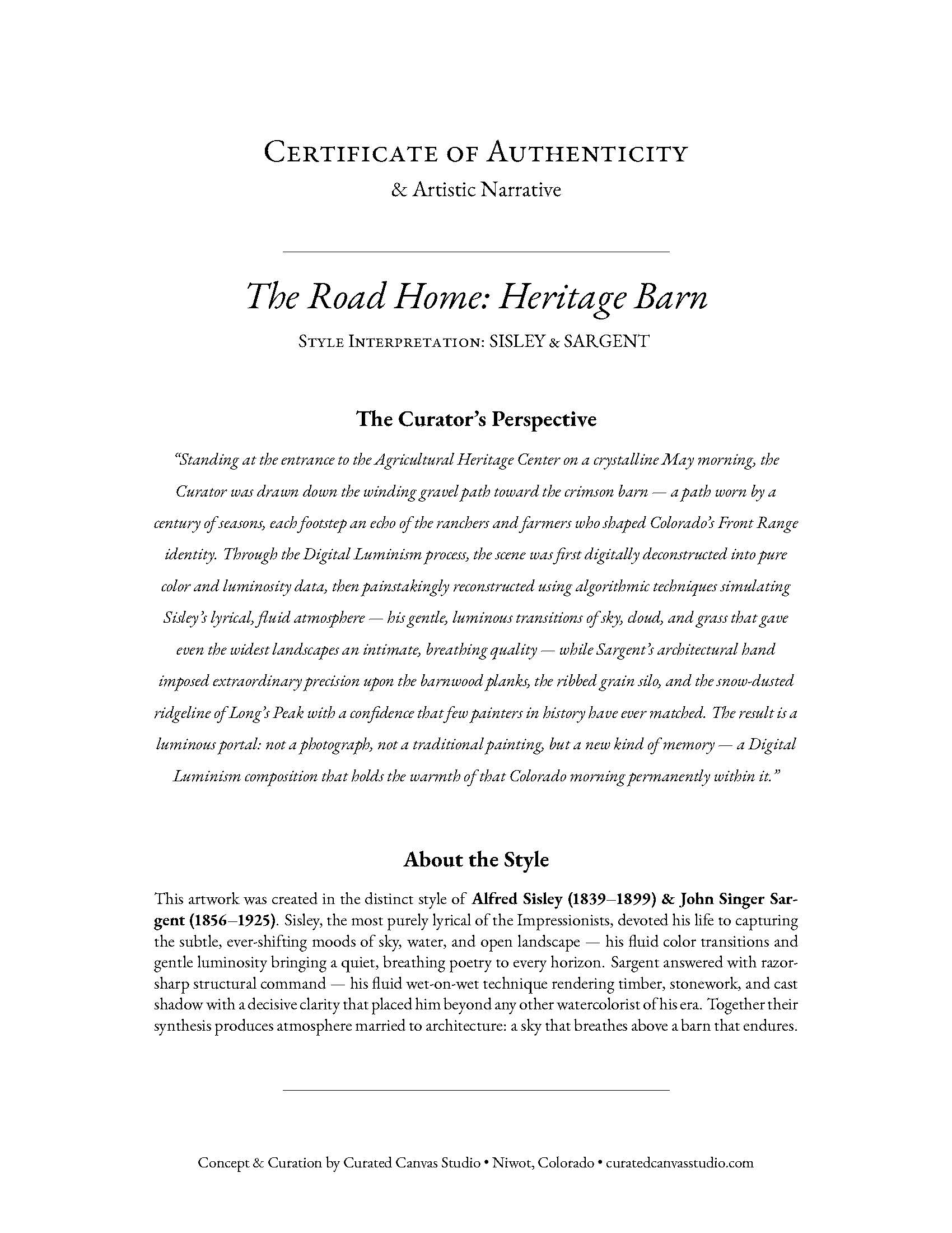 The Road Home: Heritage Barn
