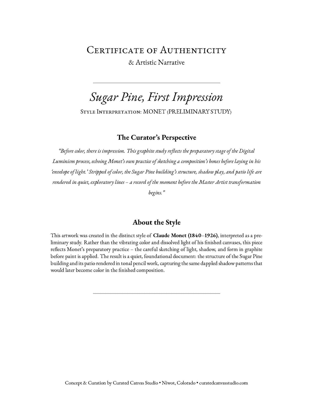 Sugar Pine, First Impression