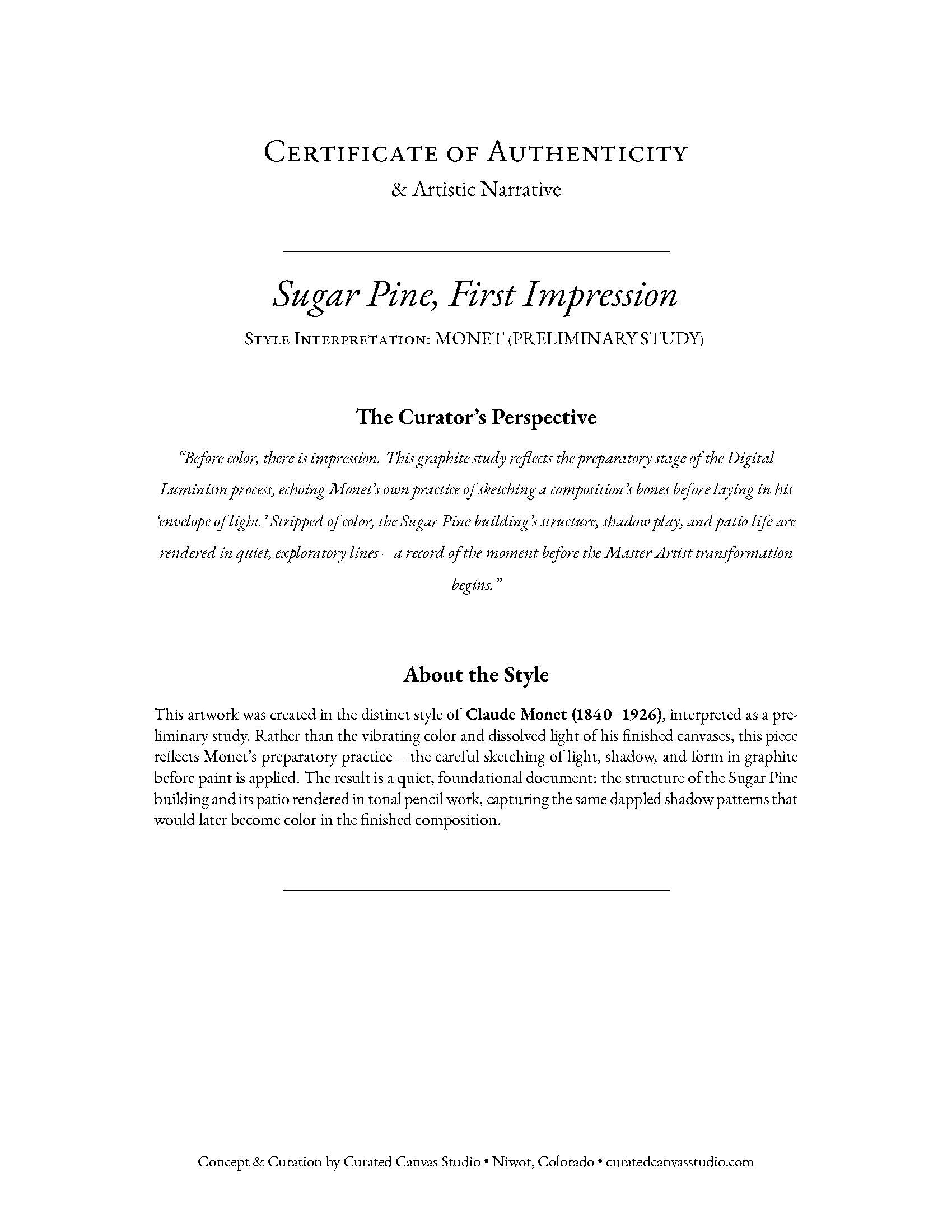Sugar Pine, First Impression