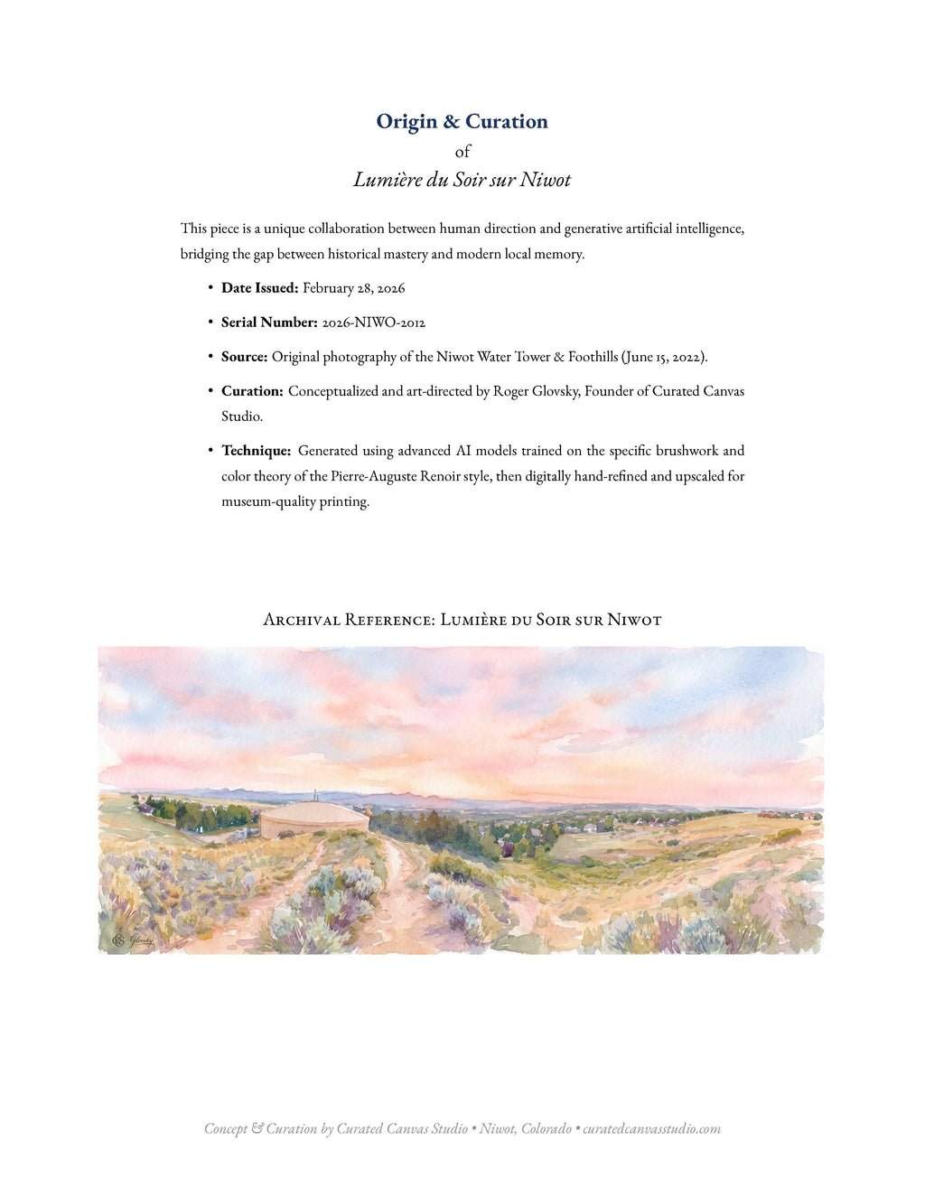 Origin  Curation of Lumiere du Soir ur Niwot