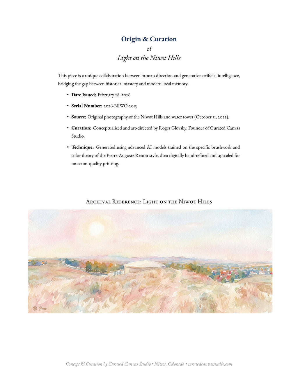 Origin & Curation of Light on the Niwot Hills