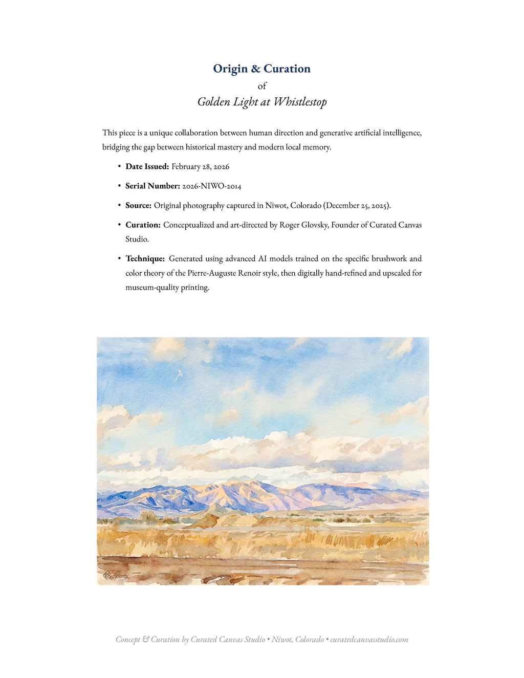 Origin & Curation of Golden Light at Whistlestop