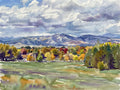 A masterful Sargent-style watercolor of the Niwot mountains featuring bold, fluid brushstrokes and luminous violet shadows.